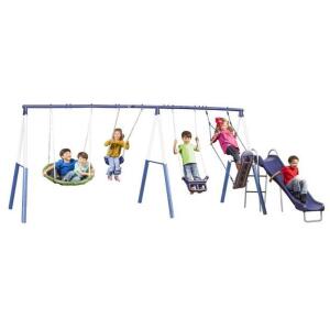DESCRIPTION: (1) SURF N' SWING METAL SWING SET BRAND/MODEL: XPD RECREATION 76667 INFORMATION: COLOR MAY DIFFER FROM STOCK PHOTO RETAIL$: $299.99 SIZE: