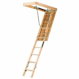 DESCRIPTION: (1) WOOD FOLDING ATTIC LADDER BRAND/MODEL: LOUISVILLE L224- RETAIL$: $202.62 SIZE: 29 SWING QTY: 1