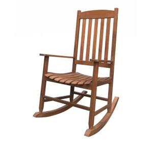 DESCRIPTION: (1) OUTDOOR WOOD PORCH ROCKING CHAIR BRAND/MODEL: MAINSTAYS/MS11-301-004-03 INFORMATION: NATURAL/WOOD RETAIL$: $124.00 SIZE: 34"L X 26.25