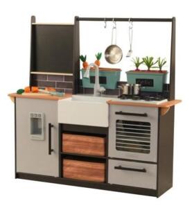 DESCRIPTION: (1) FARM TABLE PLAY KITCHEN BRAND/MODEL: KIDKRAFT/53411 INFORMATION: 18-PIECES/GRAY RETAIL$: $169.00 SIZE: 44.2"L X 13.6"W X 43"H QTY: 1