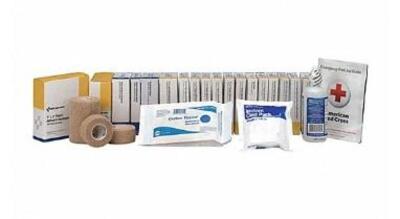 DESCRIPTION: (3) FIRST AID KIT BRAND/MODEL: GRAINGER/59314 INFORMATION: FIT TO SERVE: 26-50 PEOPLE/397 COMPONENTS RETAIL$: 54.76 EACH SIZE: 6"H X 5"W