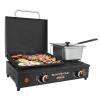 DESCRIPTION: (1) TABLETOP GRIDDLE COMBO BRAND/MODEL: BLACKSTONE INFORMATION: WITH FRYER/22,000 BTUS RETAIL$: $147.00 SIZE: 28.8"L X 17"W X 17.91"H QTY