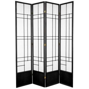 DESCRIPTION: (1) TALL EUDES SHOJI SCREEN BRAND/MODEL: ORIENTAL FURNITURE/SS-84EUDES-BLACK-4P INFORMATION: BLACK/4-PANELS RETAIL$: $269.99 SIZE: 4'H QT