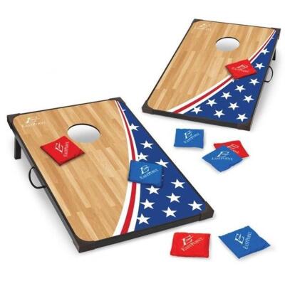 DESCRIPTION: (1) SPORTS AMERICANA CORNHOLE BOARDS BRAND/MODEL: EASTPOINT/1-1-16902-DS INFORMATION: NOT WATERPROOF/AMERICAN COLORS RETAIL$: $59.97 SIZE