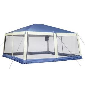 DESCRIPTION: (1) HEXAGON GAZEBOS BRAND/MODEL: OZARK TRAIL/WT191515SH INFORMATION: BLUE & WHITE/SCREENED RETAIL$: $180.00 SIZE: 15' X 15' QTY: 1