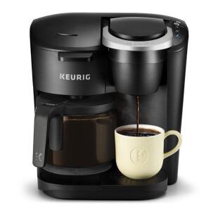 DESCRIPTION: (1) K-DUO SINGLE SERVE COFFEE MAKER BRAND/MODEL: KEURIG/5000204976 INFORMATION: BLACK/BREWS: 8,10 & 12 CUPS RETAIL$: $99.00 SIZE: 15.75"L