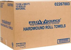 DESCRIPTION: (1) PACK OF (12) HARDWOUND PAPER TOWELS BRAND/MODEL: PRO-SOURCE/HW-800N-12 INFORMATION: 1-PLY/NATURAL RETAIL$: 136.75 PER PK OF 12 SIZE: