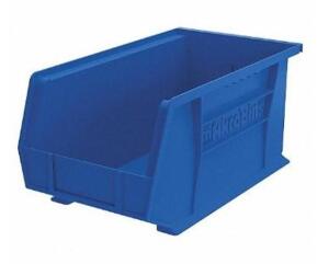 DESCRIPTION: (12) HANG & STACK BIN BRAND/MODEL: AKRO-MILS/30240BLUE INFORMATION: BLUE/LOAD CAPACITY: 60 LBS RETAIL$: 17.73 EACH SIZE: 14-3/4"L X 8-1/4