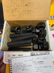 DESCRIPTION: (6) BOLT & NUT KIT BRAND/MODEL: 6-BOLT-KIT INFORMATION: 8-BOLTS PER PK/15-NUTS PER PK/BLACK RETAIL$: 32.94 PER LOT SIZE: 4"BOLT LENGTH/1"