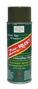 DESCRIPTION: (6) FLAT SPRAY PAINT BRAND/MODEL: ZERO-RUST INFORMATION: CAMMY TOP RETAIL$: $13.86 EA SIZE: 12 OZ QTY: 6