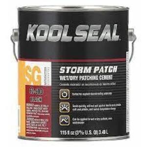 DESCRIPTION: (1) STORM PATCH BRAND/MODEL: KOOL SEAL #83-600 INFORMATION: BLACK RETAIL$: $31.00 EA SIZE: 1 GALLON QTY: 1