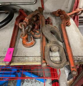 ASSORTED TOOLS AS SHOWN, CLEVIS, CHAIN HOOKS