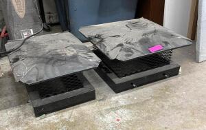 (2 PACK) MISC BLACK ROOF VENTS - SEE PHOTOS FOR MEASUREMENTS