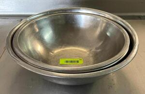 DESCRIPTION: (3) STAINLESS STEEL MIXING BOWLS SIZE: SEE PHOTOS QTY: 3