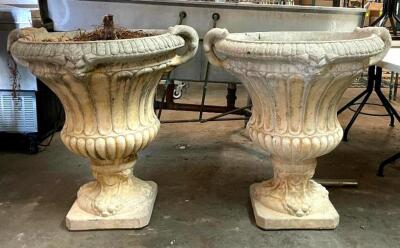 DESCRIPTION: (2) DECORATIVE CONCRETE PLANTERS SIZE: 36"X30" QTY: 2