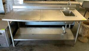 DESCRIPTION: 6' STAINLESS STEEL WORK TABLE WITH HANDWASH SINK AND WELDED UNDERSHELF QTY: 1