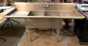 DESCRIPTION: 2-COMPARTMENT STAINLESS STEEL SINK WITH DOUBLE DRAINBOARD INFORMATION: BASINS ARE 18"X24"X11" SIZE: 76" QTY: 1