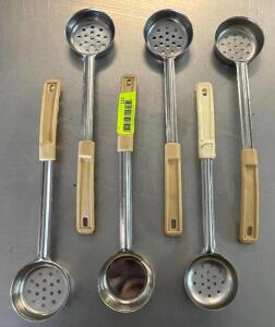 DESCRIPTION: (5) 3 OZ. PERFORATED PORTION SPOONS AND (1) 3 OZ. PORTION SPOON QTY: 6