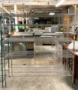 DESCRIPTION: 6' 5-TIER WIRE SHELVING UNIT SIZE: 72"X24"X86" QTY: 1