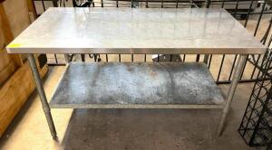 DESCRIPTION: 5' STAINLESS STEEL TABLE WITH UNDERSHELF SIZE: 60"X30" QTY: 1