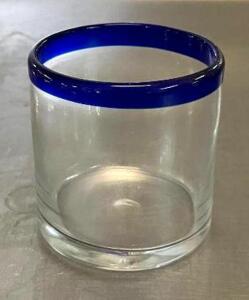 DESCRIPTION: (12) 12 OZ. ARUBA ROCKS GLASSES WITH COBALT RIM (NEW) BRAND/MODEL: LIBBEY 92302 RETAIL$: $83.20 QTY: 12