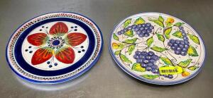 DESCRIPTION: (2) 12.5" DECORATIVE PAINTED PLATES INFORMATION: MADE IN ITALY QTY: 2