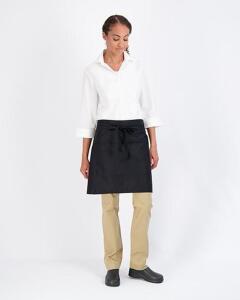 DESCRIPTION: (4) BLACK SHORT BISTRO APRONS (NEW) BRAND/MODEL: HAPPY CHEF F28 RETAIL$: $8.95 EACH QTY: 4