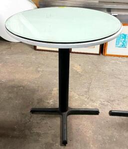 DESCRIPTION: 36" GLASS TOP PUB TABLE SIZE: 36"X42" QTY: 1