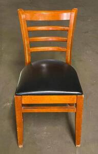 DESCRIPTION: (10) WOODEN LADDERBACK DINING CHAIRS WITH VINYL SEAT QTY: 10