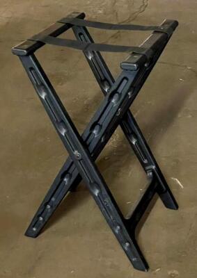 DESCRIPTION: (2) BLACK TRAY STANDS QTY: 2