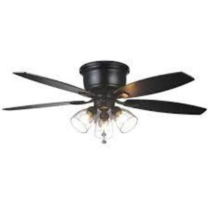 STONERIDGE 52 IN. INDOOR LED MATTE BLACK HUGGER CEILING FAN WITH LIGHT KIT, 5 REVERSIBLE BLADES AND REVERSIBLE MOTOR