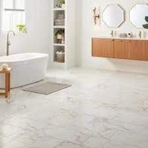 60 SQ FT QUICTILE 12 IN. X 24 IN. CALACATTA MARBLE POLISHED PORCELAIN LOCKING FLOOR TILE BRAND/MODEL DALTILE RETAIL PRICE: $4.49 SQ FT THI