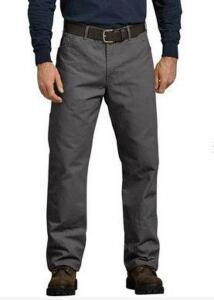 (3) - DICKIES 34X32 RELAXED FIT STRAIGHT LEG CARPENTER DUCK PANTS, DARK GRAY