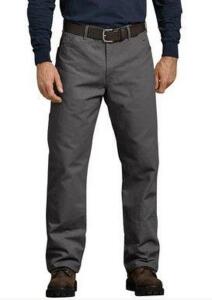 (2) - DICKIES 30X30 RELAXED FIT STRAIGHT LEG CARPENTER DUCK PANTS, DARK GRAY