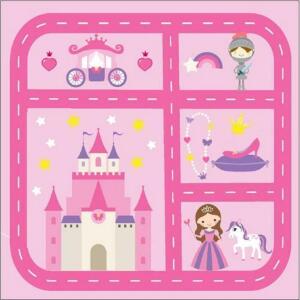 PRINCESS PLAY TOWN PINK 4 FT. X 4 FT. KIDS RUG PLUS TOY SET