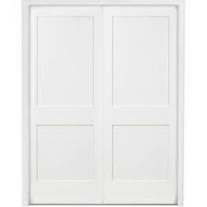 48 IN. X 80 IN. 2-PANEL SQUARE SHAKER WHITE PRIMED SOLID CORE WOOD DOUBLE PREHUNG INTERIOR DOOR WITH NICKEL HINGES BRAND/MODEL STEVES & SO