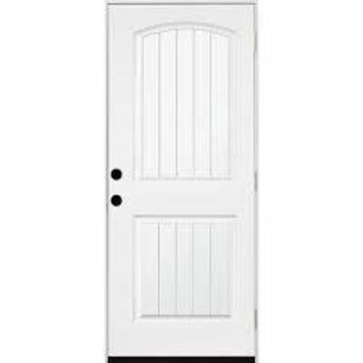 32 IN. X 80 IN. PREMIUM 2-PANEL PLANK PRIMED WHITE STEEL PREHUNG FRONT DOOR WITH 32 IN. LEFT-HAND OUTSWING & 4 IN. WALL BRAND/MODEL STEVES