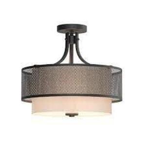 SUMMIT COLLECTION 16 IN. 3-LIGHT BRONZE MESH SEMI-FLUSH MOUNT WITH INNER CREAM FABRIC SHADE BRAND/MODEL HOME DECORATORS COLLECTION RETAIL