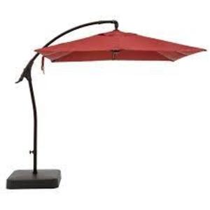 8 FT. SQUARE ALUMINUM CANTILEVER OFFSET OUTDOOR PATIO UMBRELLA IN CHILI RED (MISSING HARDWARE) BRAND/MODEL HAMPTON BAY RETAIL PRICE: $299.