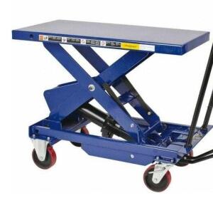 DESCRIPTION: (1) HYDRAULIC SCISSOR ELEVATING CART BRAND/MODEL: WORKSMART/WS-MH-LFTB2-102 INFORMATION: CAPACITY: 770 LBS/BLUE/MISSING HANDLE, SEE FOR I