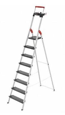 DESCRIPTION: (1) PLATFORM STEPLADDER BRAND/MODEL: HAILO/8050-827 INFORMATION: LOAD CAPACITY: 330 LBS/8-STEP RETAIL$: 287.73 SIZE: 8'3"LADDER HEIGHT X