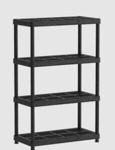 DESCRIPTION: (1) PLASTIC UTILITY SHELVING UNIT BRAND/MODEL: KETER/242820 INFORMATION: BLACK/4-TIER RETAIL$: 59.98 SIZE: 55-1/2"H X 36"W X 12"D QTY: 1