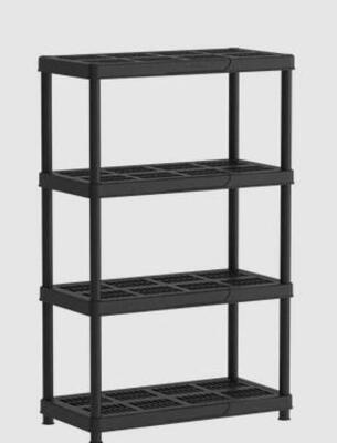 DESCRIPTION: (1) PLASTIC UTILITY SHELVING UNIT BRAND/MODEL: KETER/242820 INFORMATION: BLACK/4-TIER RETAIL$: 59.98 SIZE: 55-1/2"H X 36"W X 12"D QTY: 1