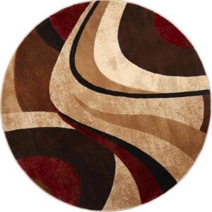 DESCRIPTION: (1) TRIBECA RUG BRAND/MODEL: HOME DYNAMIX/100314 INFORMATION: BROWN, BEIGE & RED/ROUND RETAIL$: 209.00 SIZE: 7'10" QTY: 1