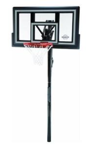 DESCRIPTION: (1) IN-GROUND BASKETBALL HOOP BRAND/MODEL: LIFETIME/1084 INFORMATION: SHATTERPROOF BACKBOARD/BLACK/SLAM-IT RIM RETAIL$: 226.24 SIZE: 7.5'