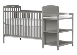 DESCRIPTION: (1) CONVERTIBLE CRIB & CHANGER BRAND/MODEL: DREAM ON ME/678-SGY INFORMATION: STORM GRAY/4-IN-1 RETAIL$: 169.99 SIZE: 53.2"L X 29"W X 38"H