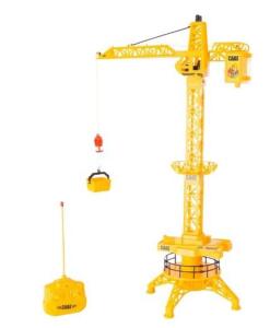 DESCRIPTION: (1) REMOTE CONTROL STANDING CRANE BRAND/MODEL: HEY PLAY/80-YF-1401F146 INFORMATION: YELLOW & BLACK/360 DEG ROTATING RC/4-FUCTION CONTROL