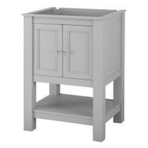 GAZETTE 24 IN. W X 21.75 IN. D X 34 IN. H VANITY CABINET ONLY IN GREY BRAND/MODEL HOME DECORATORS COLLECTION RETAIL PRICE: $231.00 QUANTIT