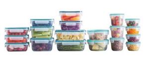 DESCRIPTION: (1) PLASTIC FOOD STORAGE SET BRAND/MODEL: SNAPWARE/1298037 INFORMATION: 38-PIECES/CLEAR/AIRTIGHT RETAIL$: 33.63 QTY: 1