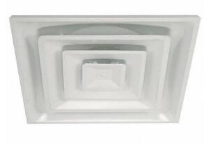 DESCRIPTION: (5) CEILING DIFFUSER BRAND/MODEL: GRAINGER/4MJV2 INFORMATION: WHITE/3-CONE/SQUARE RETAIL$: 55.72 EACH SIZE: 4-1/2"D X 23-3/4"W X 23-3/4"H